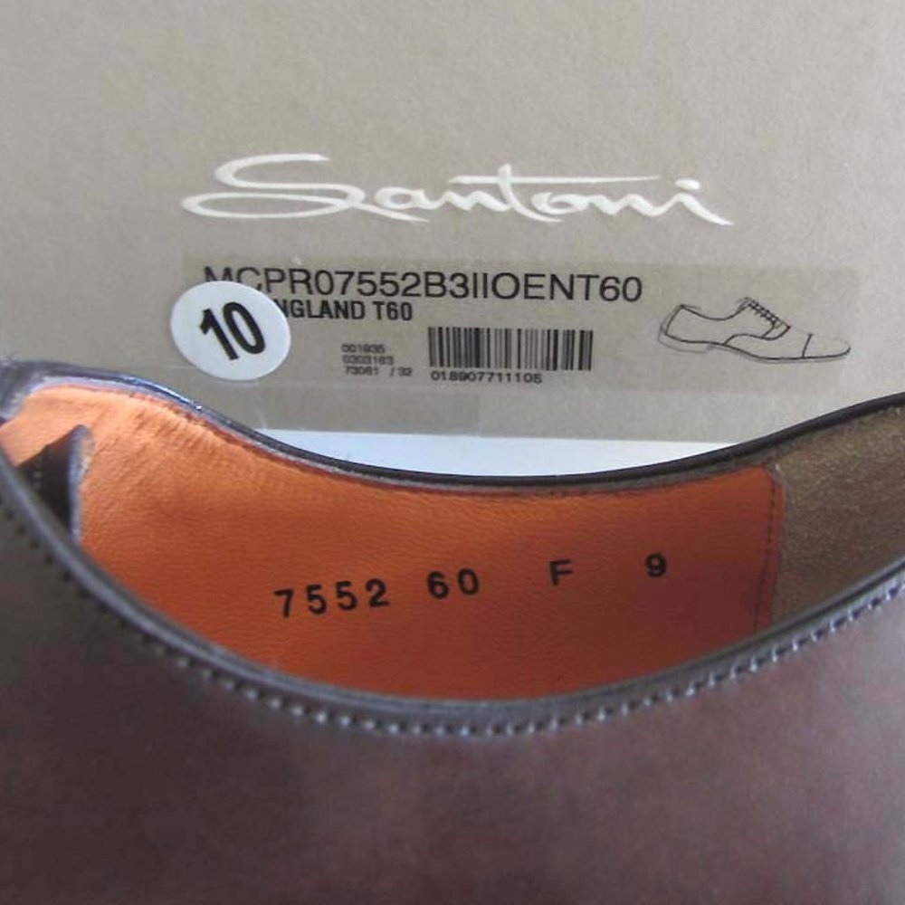 SANTONI Fatte A Mano brown cap-toe shoes 9 F 10 US - Picture 8 of 8